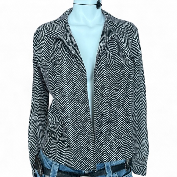Transitions Petite Silk-Linen Jacket 🖤 True Y2K vintage — black & white texture - Picture 1 of 8